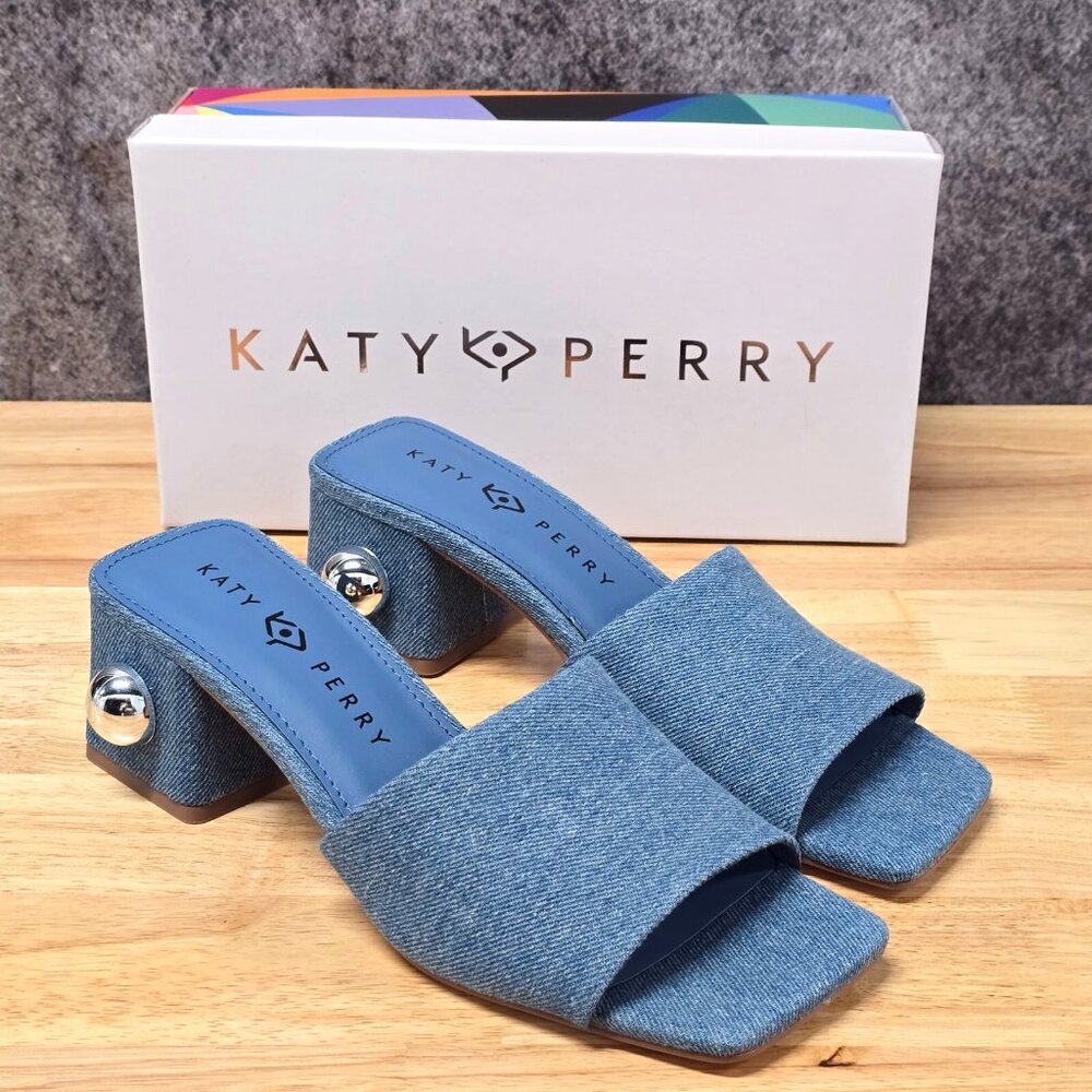 Katy Perry The Gemm Stud Slide Sandal Blue Denim